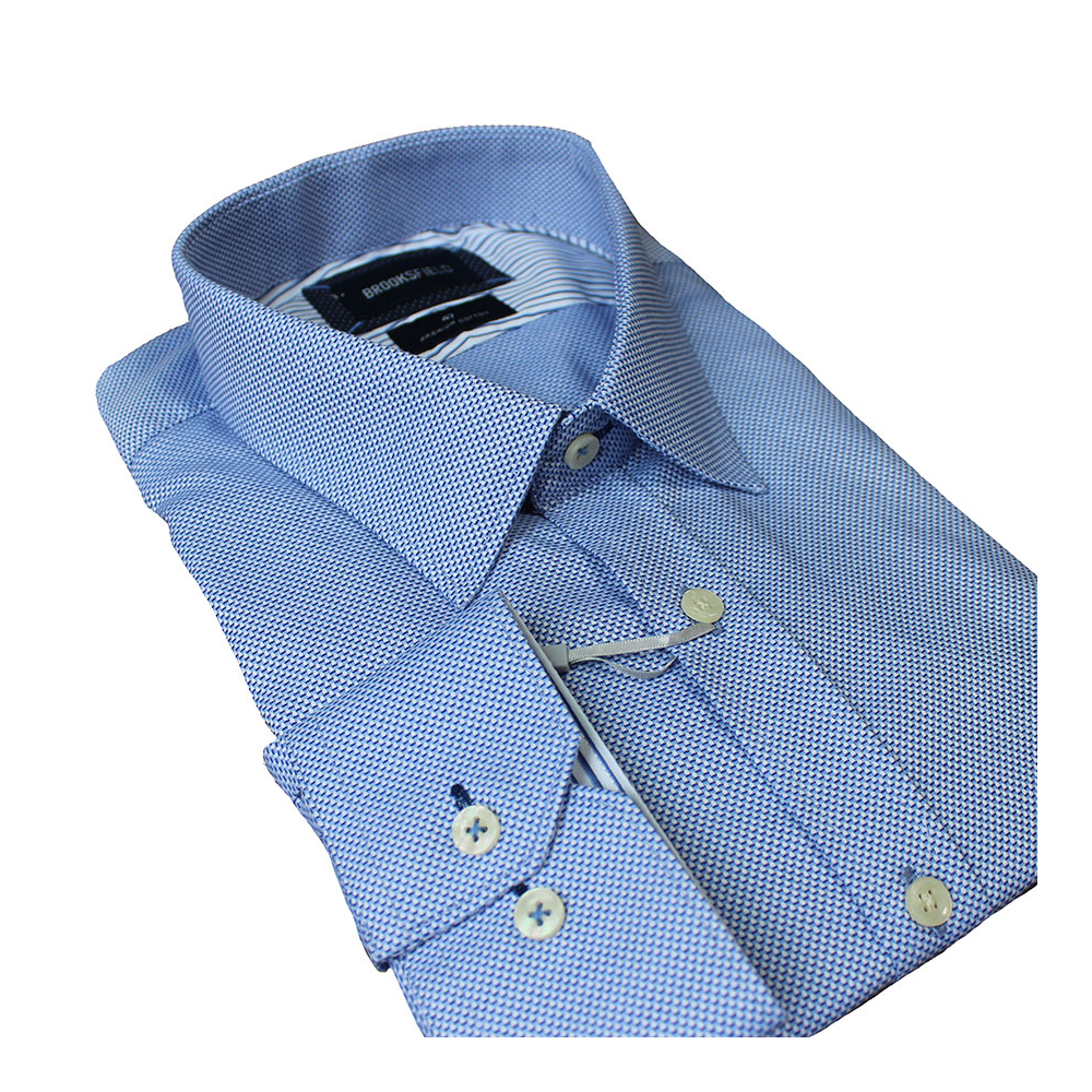 Brooksfield Small Pattern Blue Business Shirt