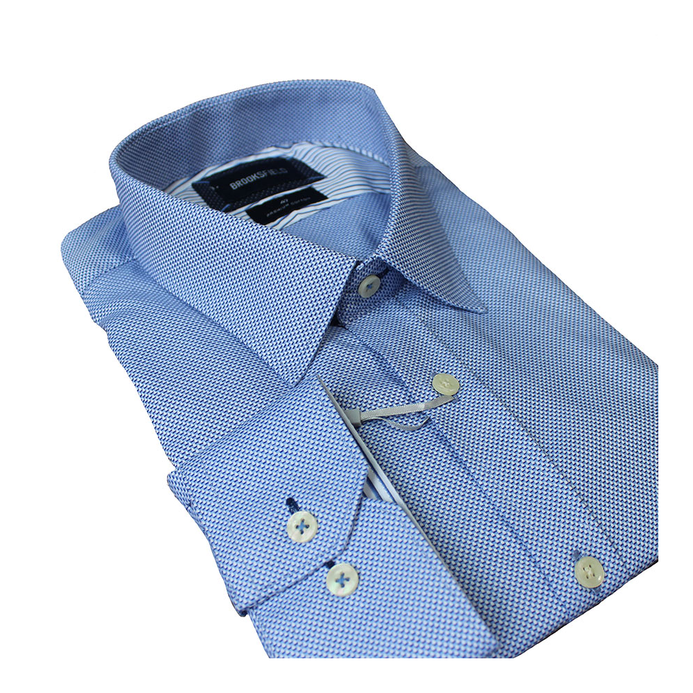 Brooksfield Small Pattern Blue Business Shirt