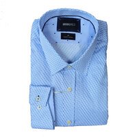 Brooksfield Small Abstract Pattern Blue Business Shirt