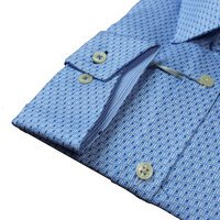Brooksfield Small Abstract Pattern Blue Business Shirt