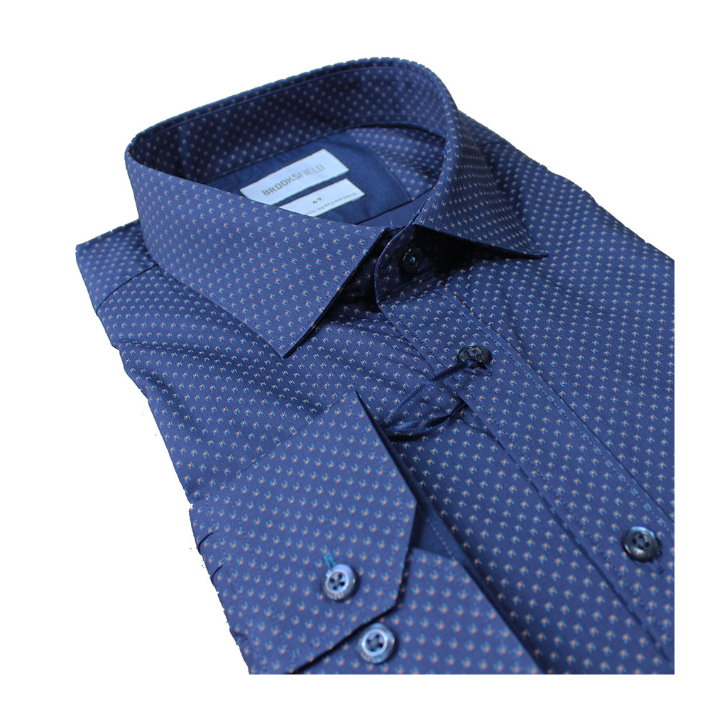 Brooksfield Small Dot Pattern Navy Business Shirt