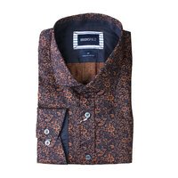 Brooksfield Floral Pattern Coffee Business Shirt