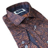 Brooksfield Floral Pattern Coffee Business Shirt