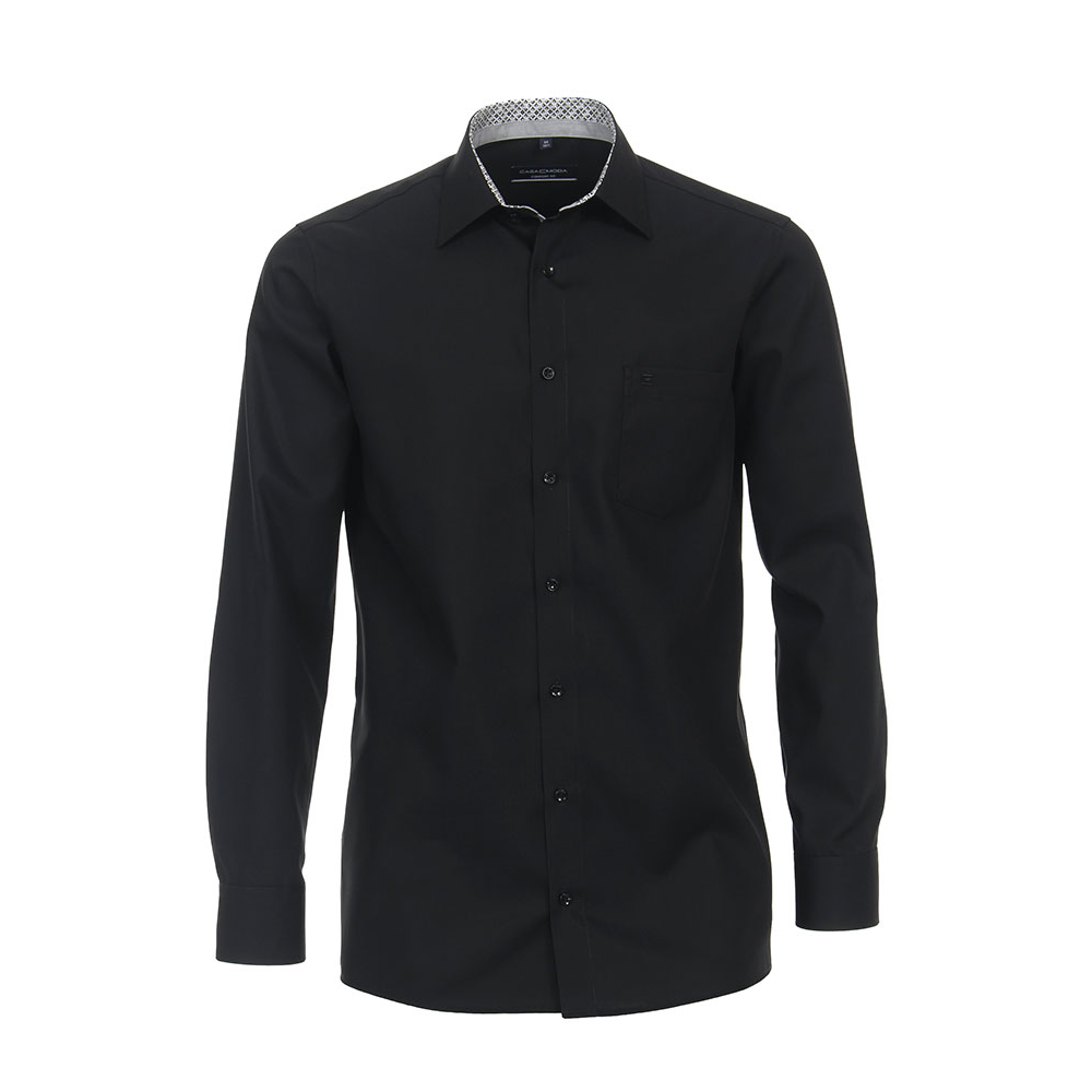 Casa Moda Black Business Shirt with Contrast Trim Detail