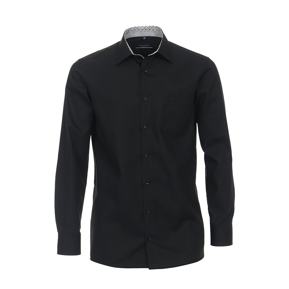 Casa Moda Black Business Shirt with Contrast Trim Detail