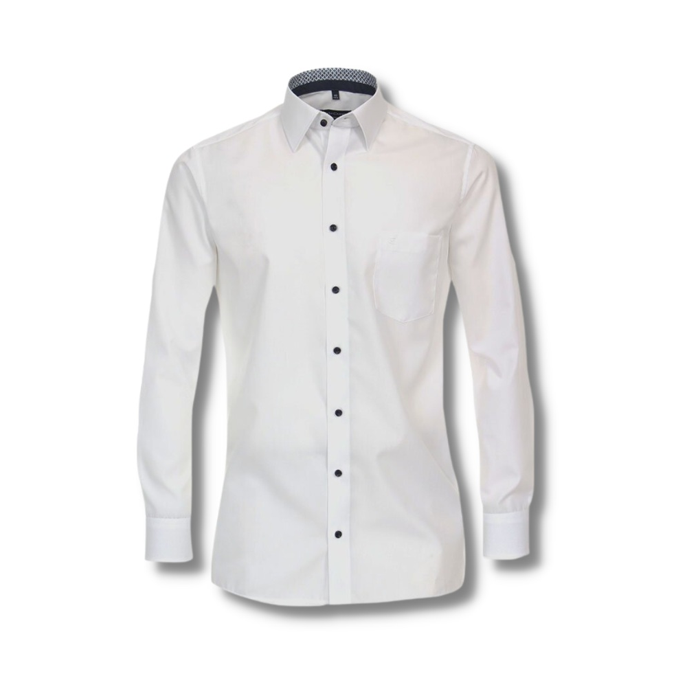 Casa Moda White Business Shirt With Contrast Trim Detail