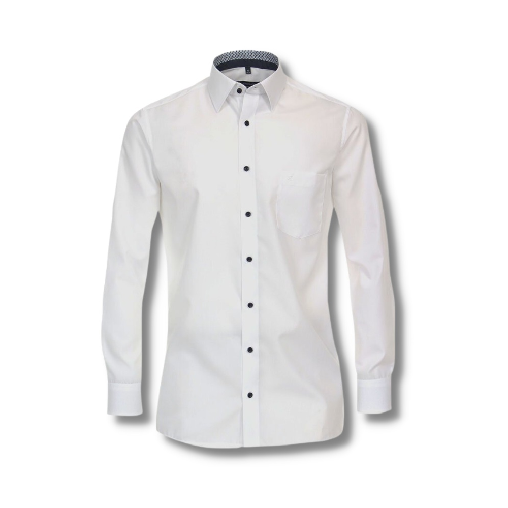 Casa Moda White Business Shirt With Contrast Trim Detail