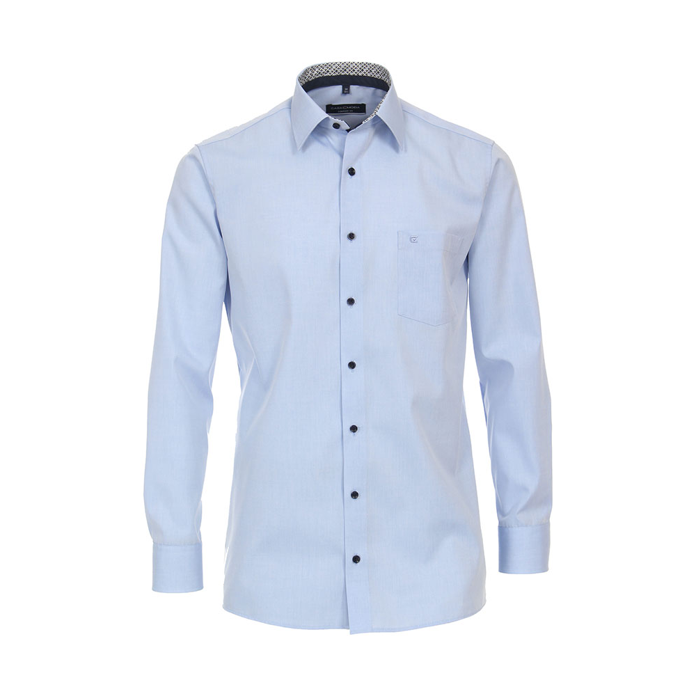 Casa Moda Sky Blue Business Shirt With Contrast Trim Detail