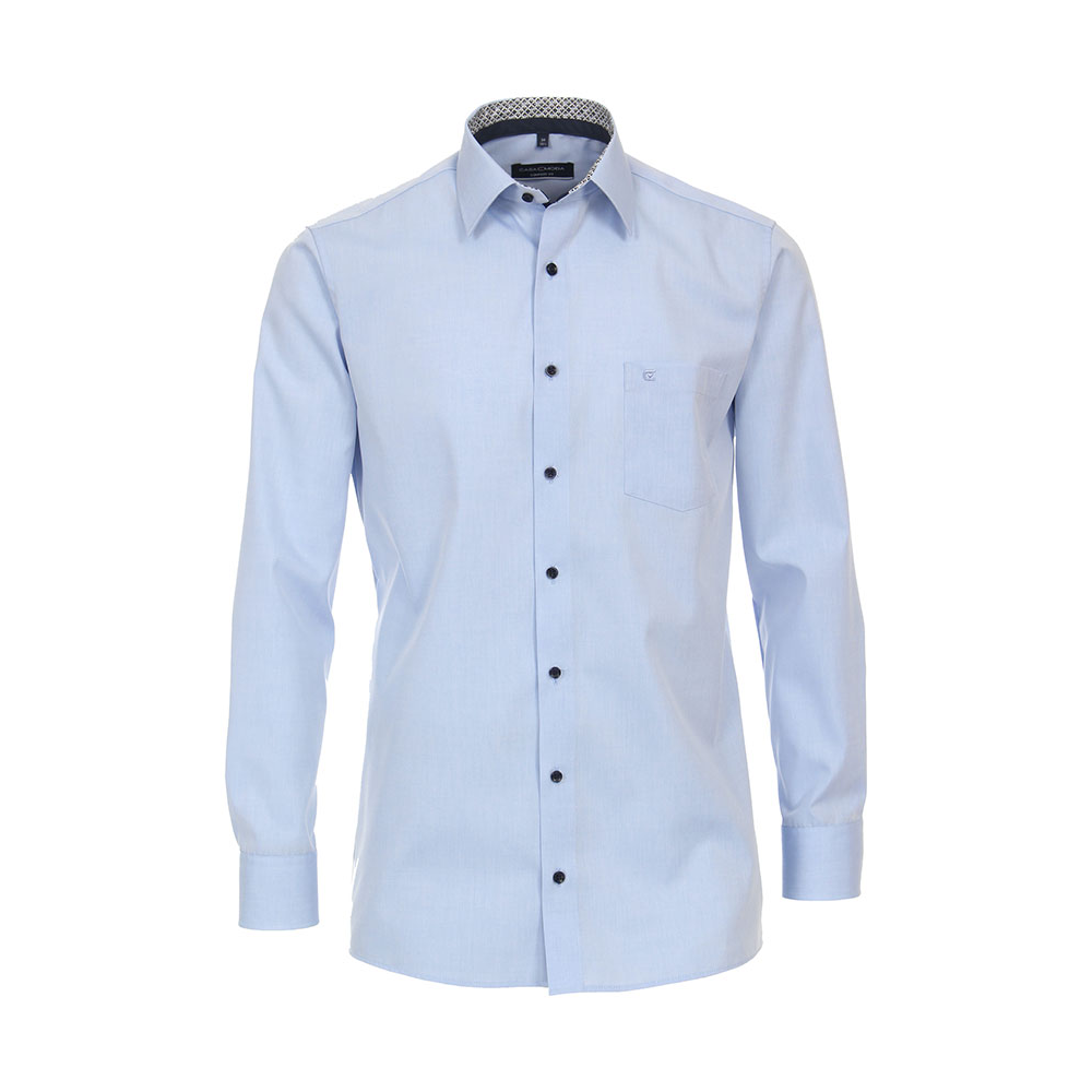 Casa Moda Sky Blue Business Shirt With Contrast Trim Detail