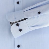 Casa Moda Sky Blue Business Shirt With Contrast Trim Detail