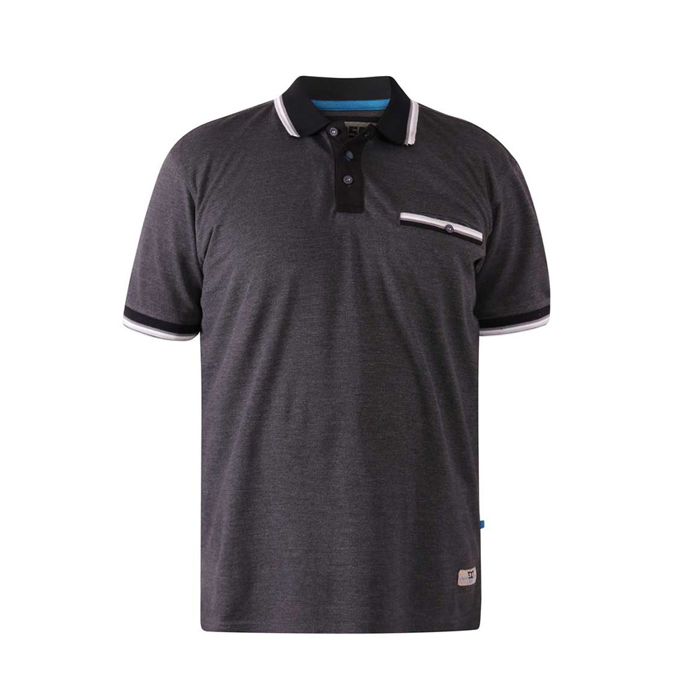 D555 Westbourne Contrast collar and pocket Polo Charcoal