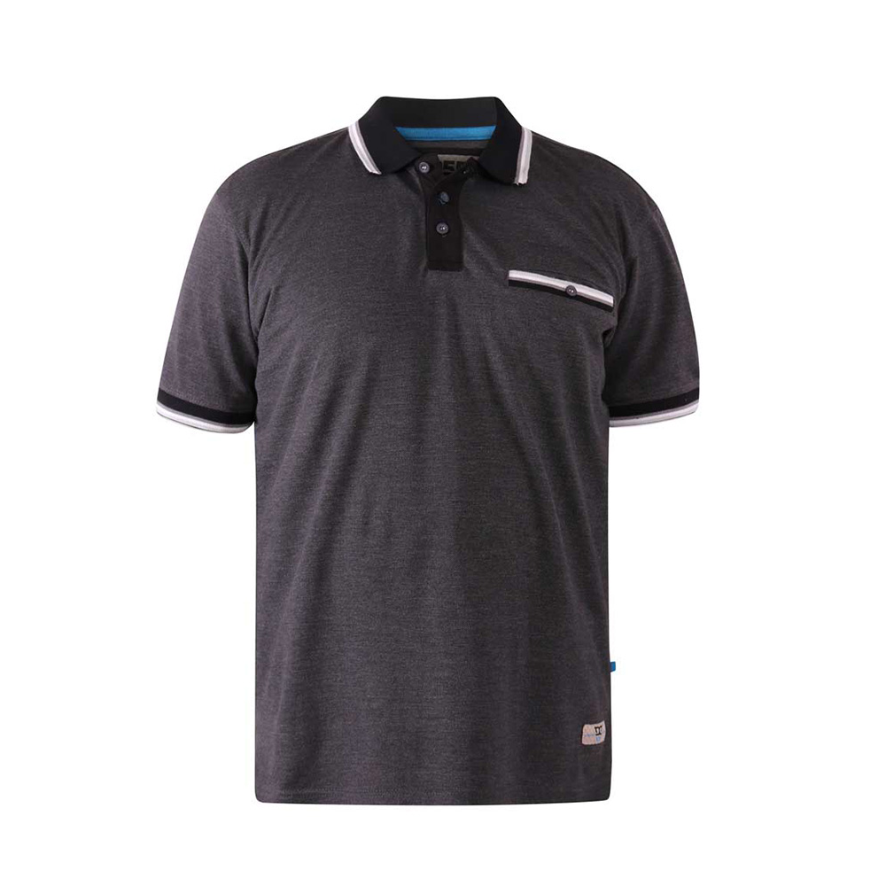 D555 Westbourne Contrast collar and pocket Polo Charcoal