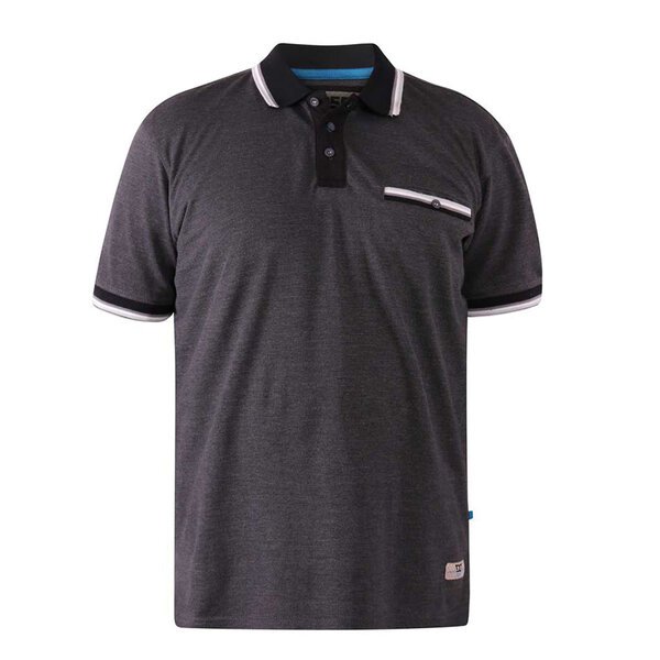 D555 Westbourne Contrast collar and pocket Polo Charcoal-shop-by-brands-Beggs Big Mens Clothing - Big Men's fashionable clothing and shoes