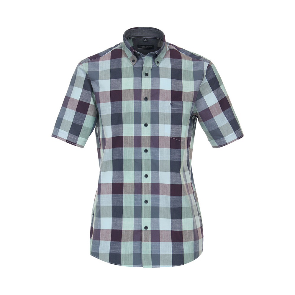 Casa Moda Mint Check Cotton SS Shirt