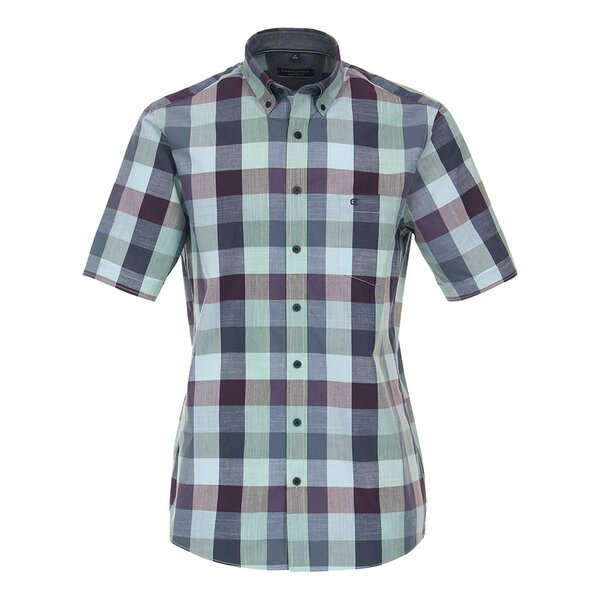 Casa Moda Mint Check Cotton SS Shirt-shop-by-brands-Beggs Big Mens Clothing - Big Men's fashionable clothing and shoes