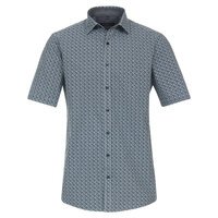 Casa Moda Navy Green Diamond Pattern Cotton SS Shirt