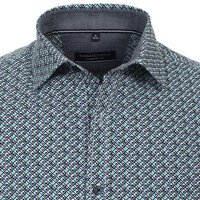 Casa Moda Navy Green Diamond Pattern Cotton SS Shirt
