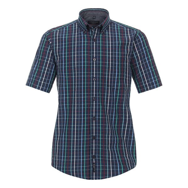 Casa Moda Navy Neat Check Cotton SS Shirt-shop-by-brands-Beggs Big Mens Clothing - Big Men's fashionable clothing and shoes