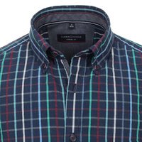 Casa Moda Navy Neat Check Cotton SS Shirt