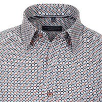 Casa Moda Blue Orange Diamond Pattern Cotton SS Shirt