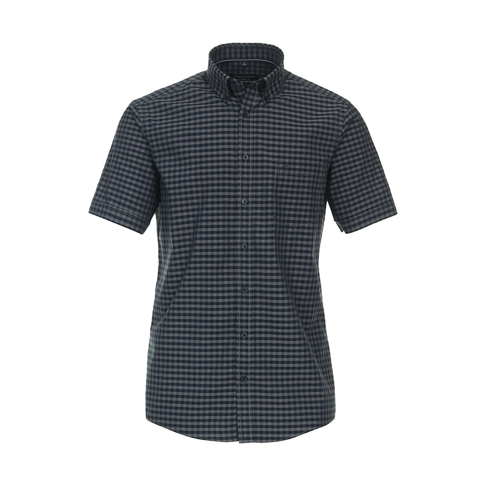 Casa Moda Navy Petrol Dark Check Cotton SS Shirt