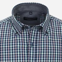 Casa Moda Navy Small Neat Check Cotton SS Shirt