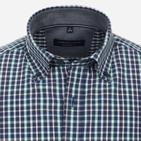 Casa Moda Navy Small Neat Check Cotton SS Shirt