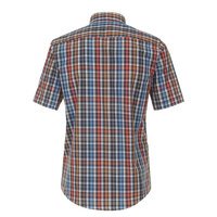 Casa Moda Taupe Orange Multi Check SS Shirt