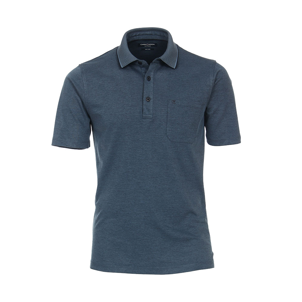 Casa Moda Plain Easy Care Polo with trim Blue