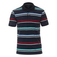 Casa Moda Navy Aqua Striped Polo Easy Care