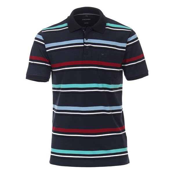 Casa Moda Navy Aqua Striped Polo Easy Care-shop-by-brands-Beggs Big Mens Clothing - Big Men's fashionable clothing and shoes