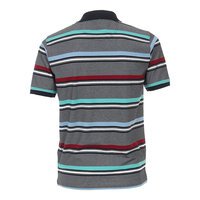 Casa Moda Grey Aqua Striped Contrast Collar