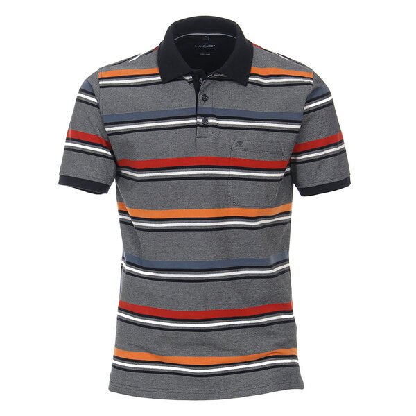Casa Moda Grey Apricot Striped Contrast Collar-shop-by-brands-Beggs Big Mens Clothing - Big Men's fashionable clothing and shoes