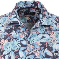 Casa Moda Blue Tropical Revere Collar Short Sleeve Shirt