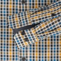 Casa Moda Cotton Neat Yellow Blue Check LS Shirt