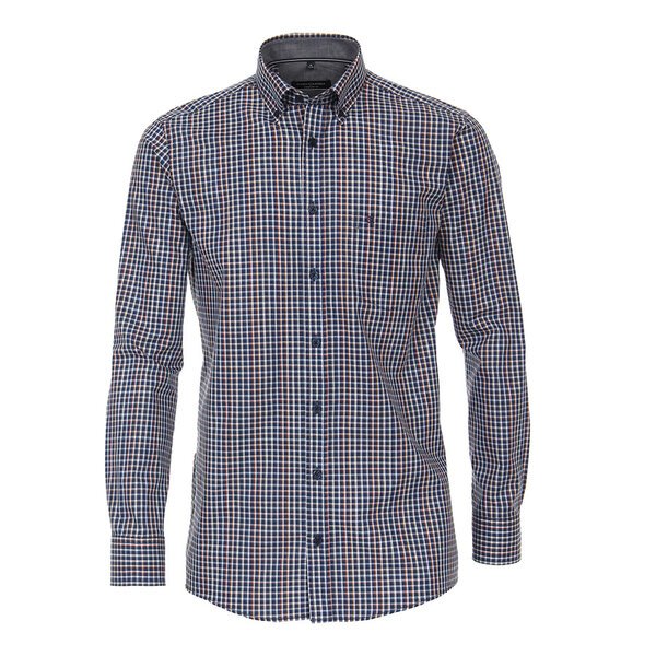 Casa Moda Cotton Neat Navy Red Check LS Shirt-shop-by-brands-Beggs Big Mens Clothing - Big Men's fashionable clothing and shoes