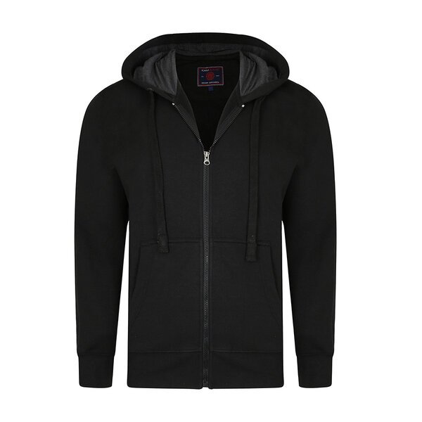 Kam Cotton Mix Plain Full Zip Hoody Black-shop-by-brands-Beggs Big Mens Clothing - Big Men's fashionable clothing and shoes