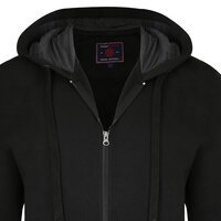 Kam Cotton Mix Plain Full Zip Hoody Black