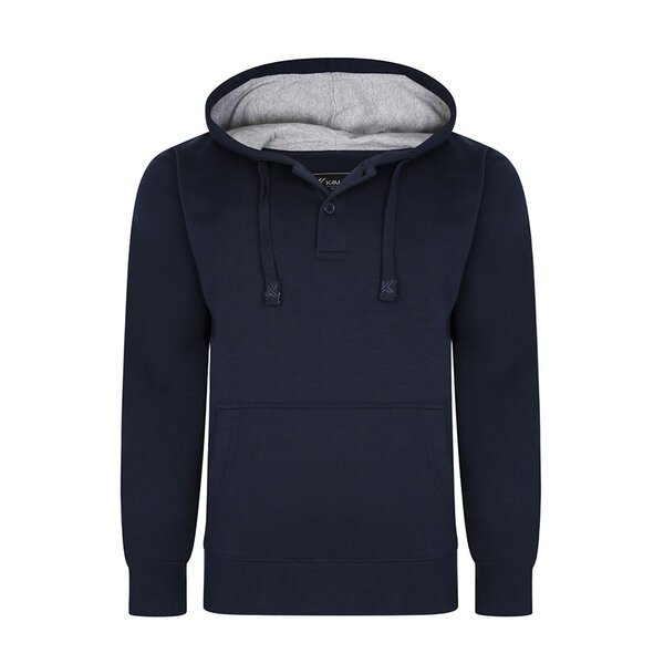 Kam Button Thru Over Head Hoody Navy-shop-by-brands-Beggs Big Mens Clothing - Big Men's fashionable clothing and shoes