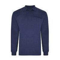 Kam Peach Finish Polo with Jacquard Cuff Collar LS Navy