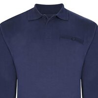Kam Peach Finish Polo with Jacquard Cuff Collar LS Navy