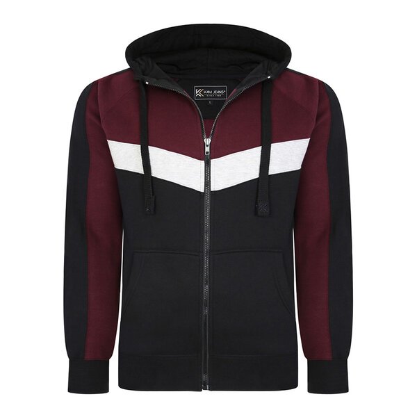Kam Cotton Mix Chevron Panelled Hoody-shop-by-brands-Beggs Big Mens Clothing - Big Men's fashionable clothing and shoes