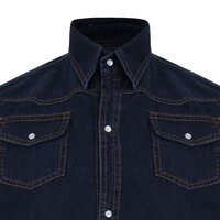 Kam Cotton Denim Shirt with Pearl Stud Buttons