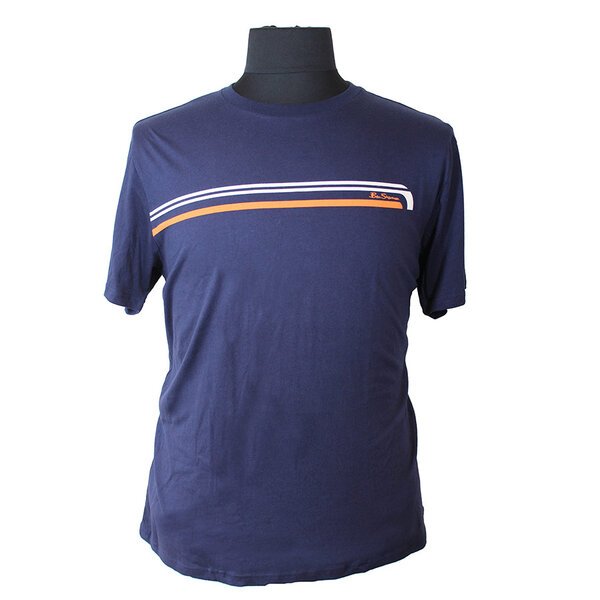Ben Sherman Cotton Chest Stripe Print Tee-shop-by-brands-Beggs Big Mens Clothing - Big Men's fashionable clothing and shoes