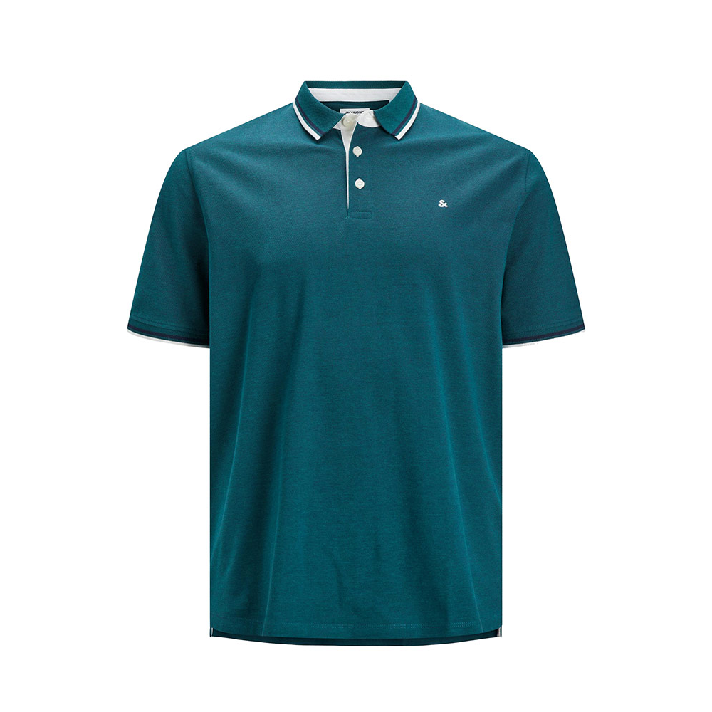 Jack and Jones Cotton Contrast Trim Polo Storm Green