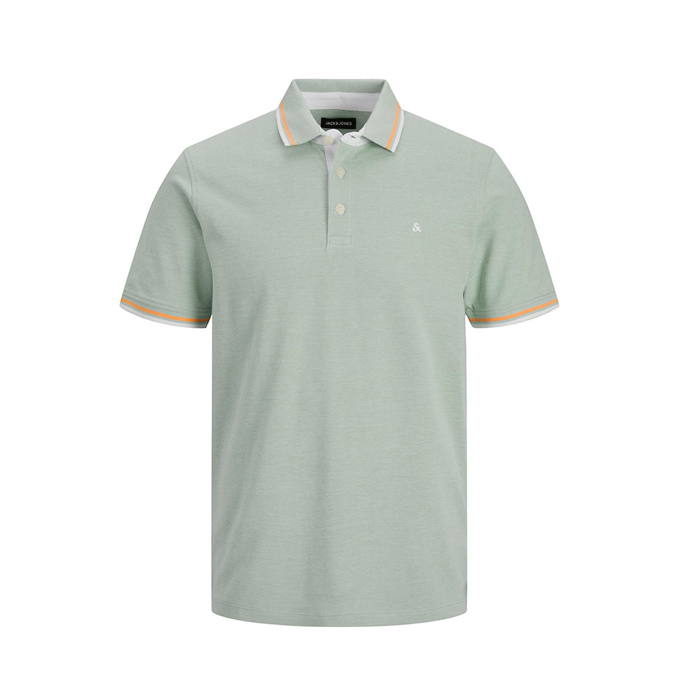 Jack and Jones Cotton Contrast Trim Polo Granite Green