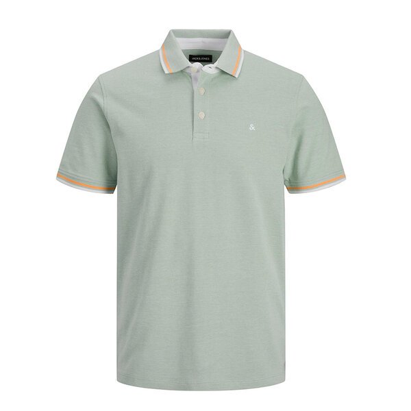 Jack and Jones Cotton Contrast Trim Polo Granite Green-shop-by-brands-Beggs Big Mens Clothing - Big Men's fashionable clothing and shoes