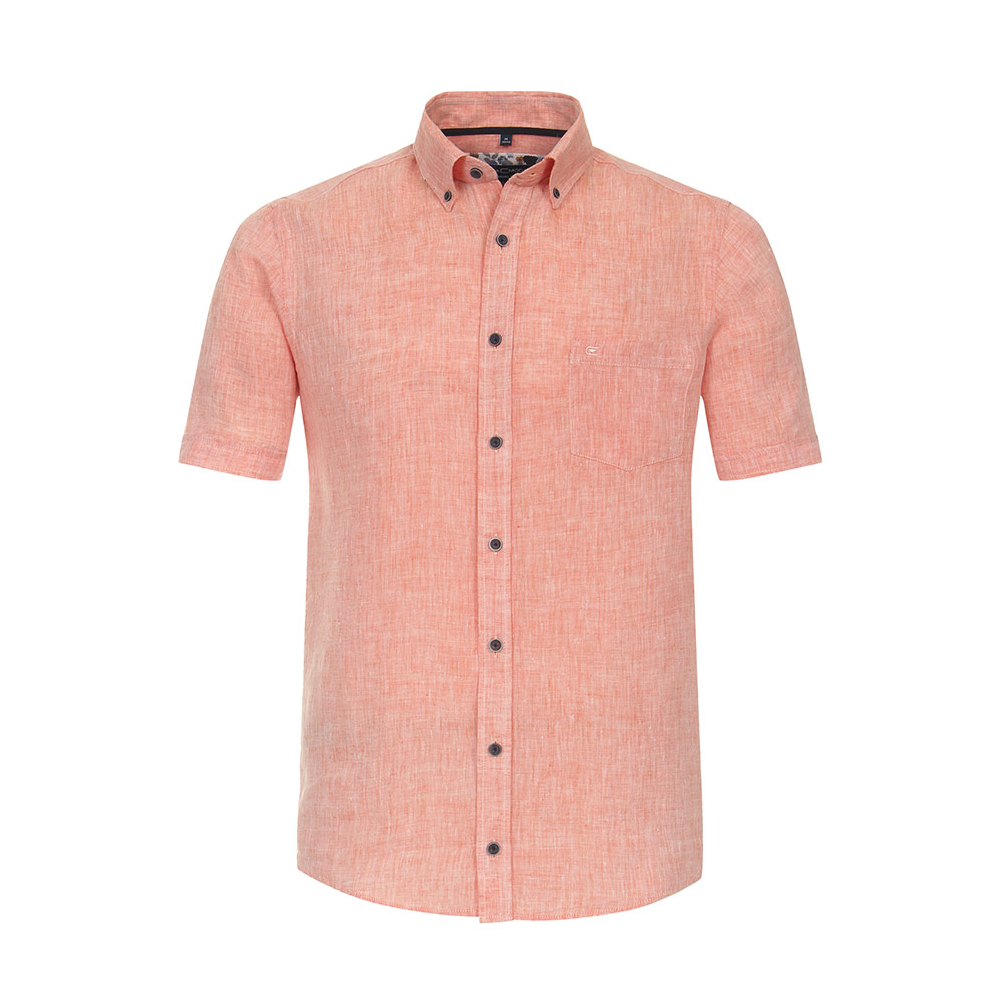 Casa Moda Linen Short Sleeve Shirt Tangerine