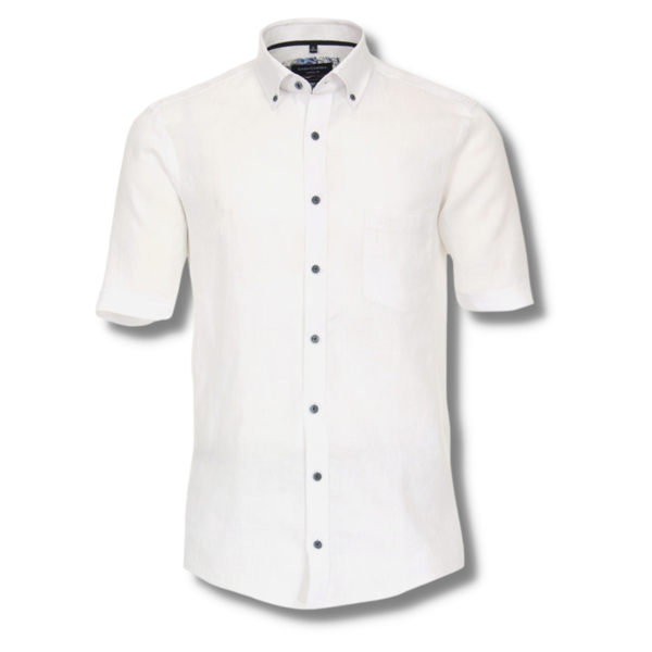Casa Moda Linen Short Sleeve Shirt White-shop-by-brands-Beggs Big Mens Clothing - Big Men's fashionable clothing and shoes