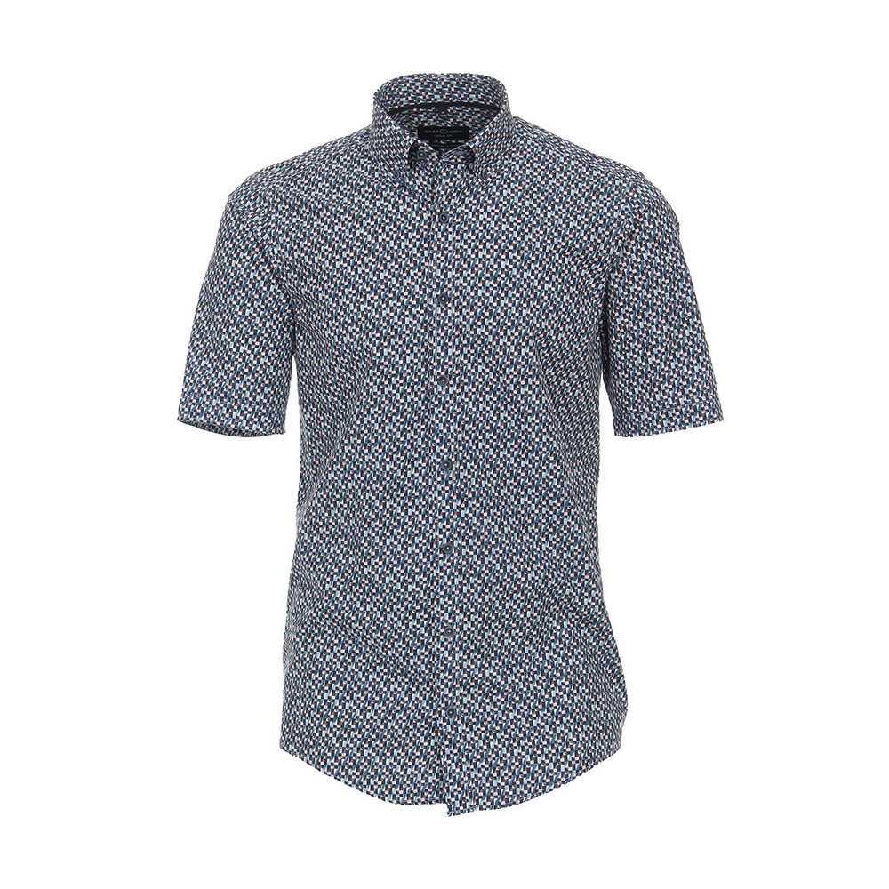 Casa Moda Abstract Print Short Sleeve Shirt Blue